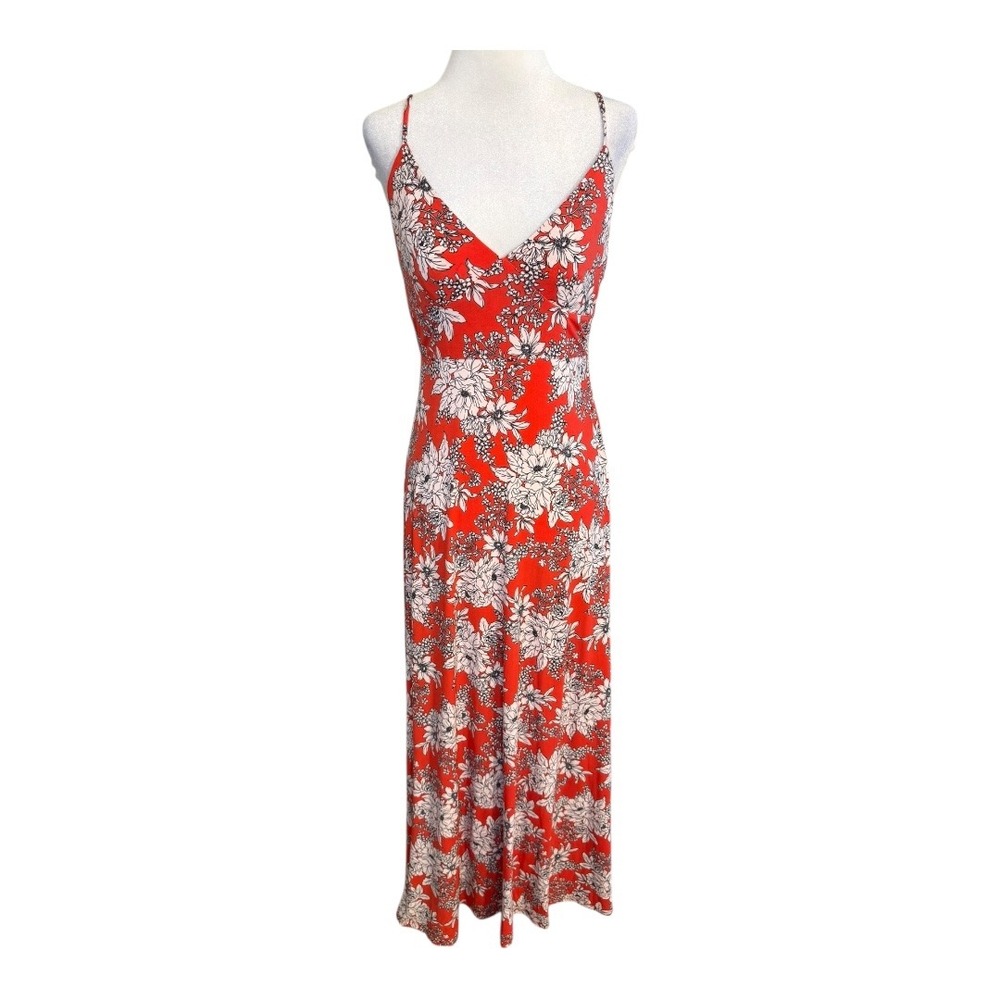 Vince‎ Camuto Red Floral Print Spaghetti Strap Maxi Dress Size XS